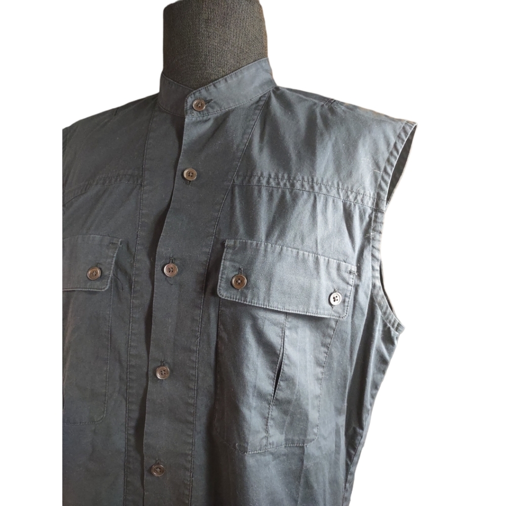 Helmut LangBlue Mock Neck Sleeveless Button-Up Top XS - Picture 9 of 11